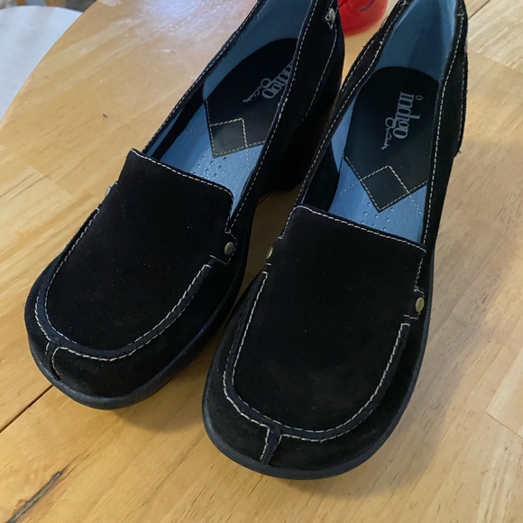 Women's Black Wedge Loafers Shoes Indigo by Clarks Suede Leather in Black Size 7 - Picture 10 of 16